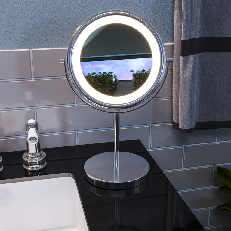 MM704000E Illuminated Pedestal Mirror Chrome