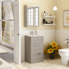 Suburb 500 Double Drawer Floor Standing Cabinet In Matt Ash 45